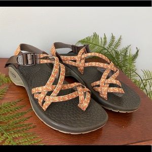 Chaco’s Women Two Strap Orange and Grey